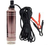EXTRWORY 150W DC Submersible Electric Oil Pump 12V 24V Dual Voltage Diesel Water Transfer Pump 8M Head 3 Interchangeable Outlets Brown for Farming(24V)