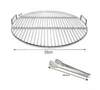 EXTRWORY 2 Pieces Cooking Grate For Weber 7432 Stainless Steel Round With Handle Fits 47 Cm 57 Cm Kettle Grills Silver Outdoor BBQ (53cm)