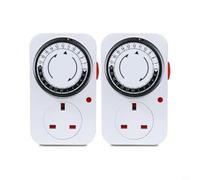 EXTRWORY 2 Pieces Mechanical Timer Switch 24 Hour Cycle 15 Min Intervals,for Fans Lights Automation White 122x72mm,for Home