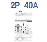 EXTRWORY 220V AC Smart Meter Energy Monitor Changeover Switch Dual Power Automatic Transfer Switch For Grid To Generator 32A 40A 50A 63A PC Housing White(2P 40A)