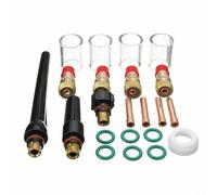 EXTRWORY 23Pcs TIG Welding For Stubby Gas Lens #10 Cup Kit For WP-17/18/26 Torch With Copper Glass Rubber Components For Professional Metalworking