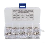 EXTRWORY 260Pcs Hexagon Socket Set Screws Cone Point Grub Bolts 304 Stainless Steel Assorted Kit For Door Handles Faucets Lamps Knobs Locks Toys