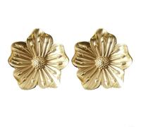 EXTRWORY 2pcs Gold Flower Kitchen Cabinet Knobs, Solid Brass Drawer Pulls, Elegant Floral Dresser Handles for Home Furniture Decor