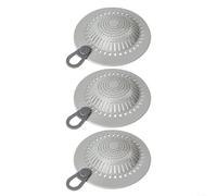 EXTRWORY 3 Pack drain cover Shower Drain Strainer Silicone Hair Catcher Double Filtration Anti Slip Grey 15x15x3cm Bathtub Sink Bathroom(Gray 3PC)
