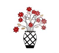 EXTRWORY 30x24cm Iron Wall Decoration Simulated Flower Metal Ornament Red Black Artistic Accent for Living Room Bedroom or Hallway