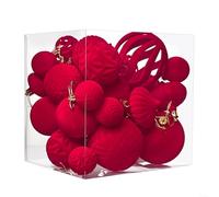 EXTRWORY 36PCS Velvet Baubles Christmas Tree Decorations Flocked Balls Set Velvet Holiday Ornaments Multi Colored Home & Garden Decoratin(36PCS - Bright Red)
