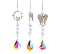 EXTRWORY 3Pcs for CRYSTAL Suncatchers for Angel Wing Butterfly Cross Rainbow Maker Window Hanging Decor Garden Wedding Colorful Metal 15in