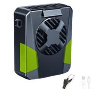 EXTRWORY 4-in-1 Portable Rechargeable Fan with Waist Belt and Neck Strap, 3 Speeds Silent for MINI Fan with LED Light for Camping Hiking Outdoor Work, Green ABS Plastic
