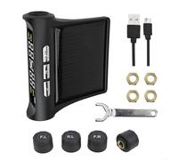 EXTRWORY 4 Sensors Tire Pressure Monitoring System Solar Wireless TPMS Real-Time LCD Display Dual Power Display For Cars RVs Trucks