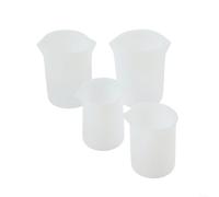 EXTRWORY 4PCS Silicone Melting Cups with Spout for Chocolate Butter Cheese Resin, Semi-Transparent Measuring Bowls for Baking and DIY Crafts, White, 15x8x6cm