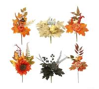 EXTRWORY 6PCS Artificial Berry Pumpkin Branch Set Fall Decorations Home Autumn Harvest Festival Halloween Thanksgiving Picks