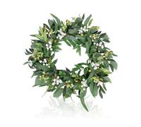 EXTRWORY Artificial Olive Leaf and Berry Wreath for Home Decor Hanging Garland(A)