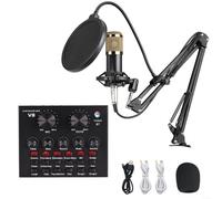 EXTRWORY Audio Mixer,USB Sound Card,External Headset Microphone for Phone Computer Live Broadcast Recording Reduction Black V8 V8S(V8-BM800 Kit)