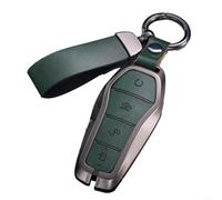 EXTRWORY Car Key Fob Cover Zinc Alloy Leather For BYD For Song Qin Han EV Tang DM Black Scratch-Resistant Elegant Protection For Drivers Daily Use(Green)