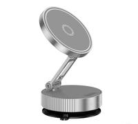 EXTRWORY Car Phone Holder Vacuum Suction Cup Collapsible Rotary Stand Magnetic Mount For Windshield Navigation Dashboard (Silver)