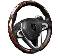 EXTRWORY Carbon Fiber Steering Wheel Cover Non Slip Ultra Thin 168Mm ABS+PU Wave Texture Grip All Season Driving For Car Truck SUV Black(Brown 3PCS)