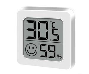 EXTRWORY Compact Digital Thermometer Hygrometer with Cheerful LCD Screen,for Indoor Climate Monitoring in Home Office White 45x45x15cm