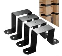 EXTRWORY Composite Fence Panels Black U Brackets 4X4 Strap Post Ties Deck Fence Post Brackets Metal Heavy-Duty Support for Vertical Posts 4-Pack