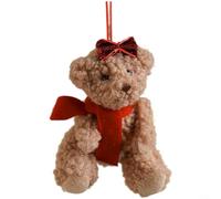 EXTRWORY Cute Plush Little Bear Christmas Ornament, Soft Teddy Tree Pendant with Crown or Bow, Adorable Car Hanging Decor for Holiday Party and Home(Bow Tie)