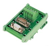EXTRWORY DB9-MG6 Terminal Block DIN Rail Mount Interface Module with Straight Male Female Connectors for Industrial Power Distribution Signal Wiring Green Plastic 85x55mm