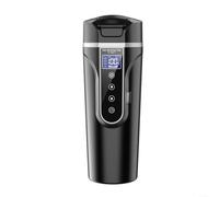 EXTRWORY Digital Car Electric Water Heater Cup With Digital Display 500ml Stainless Steel Travel Mug 12V/24V Temperature Control Boiling Tea Milk Maker(black)