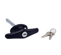 EXTRWORY Door Lock with Key Garage Door for T Handle Lock Zinc Alloy Waterproof Rear Fix Keyed to Differ for Caravan Shed Campervan Black(Short)