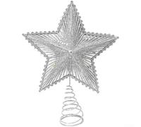 EXTRWORY Festive Christmas Tree Star Finisher With Hollow Radiating Cutouts And Glitter Sparkle For Tree Display Snowman Xmas Tree Top(Silver)