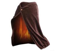 EXTRWORY Flannel USB Heated Blanket Shawl Electric Warming Pad Knee Cover Portable Throw with Buckle Design for Home Office Car Sofa 100x70cm(Brown)