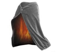 EXTRWORY Flannel USB Heated Blanket Shawl Electric Warming Pad Knee Cover Portable Throw with Buckle Design for Home Office Car Sofa 100x70cm(Gray)