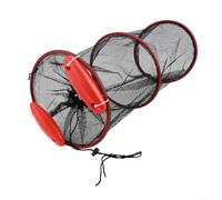 EXTRWORY Foldable Fishing Mesh Bait Cage Trap Floating Basket for Live Fish, Portable Keepnet for Kayak Bass Fly Fishing, Nylon Black Red 25x60cm(25 * 60cm)