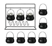 EXTRWORY for MINI Black Cauldron Set With Hanging Rack Witch Pot Candy Bowl Halloween Party Decorative Container For Home Garden(9)