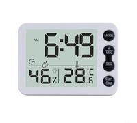 EXTRWORY for MINI Digital Alarm Clock with Temperature Display, 12/24H LCD LED Travel Desk Clock for Bedroom Office Dorm, White Plastic Battery Operated