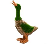 EXTRWORY Garden Ornaments Outdoor Duck Ornaments Resin Garden Ornament Easter Decor Flocked Rattan Look Green(Duck)