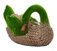 EXTRWORY Garden Ornaments Outdoor Duck Ornaments Resin Garden Ornament Easter Decor Flocked Rattan Look Green(Duck Down)