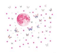 EXTRWORY Glow In The Dark Stars Pink Star And Butterfly Glow In The Dark Wall Stickers For Children Bedroom Decor PVC Vinyl Art Kit
