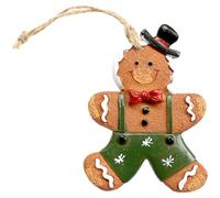 EXTRWORY Hand Painted Resin Cookie Person Ornament For Christmas Tree Festive Holiday Decor (Suspenders)
