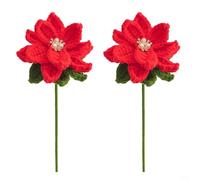 EXTRWORY Handcrafted Holly Yarn Christmas Ornament For Festive Home Decor 40Cm Crocheted Flower Decoration Xmas Tree Wreath Accessory(C)