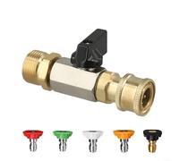 EXTRWORY High Pressure Washer Switch M22-14 Quick Connector 4500 PSI Ball Valve Kit Stainless Steel Brass For Car Patio Cleaning Grey(Brass + Five)