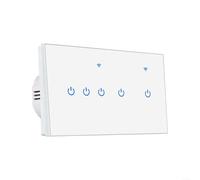EXTRWORY Intelligent WiFi Touch Switch Tempered Glass Voice Activation Remote Management Compatible with for GRAFFITI for Smart Life for Living Room Bedroom White 146x86mm(wifi5)