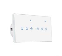 EXTRWORY Intelligent WiFi Touch Switch Tempered Glass Voice Activation Remote Management Compatible with for GRAFFITI for Smart Life for Living Room Bedroom White 146x86mm(wifi6)