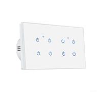 EXTRWORY Intelligent WiFi Touch Switch Tempered Glass Voice Activation Remote Management Compatible with for GRAFFITI for Smart Life for Living Room Bedroom White 146x86mm(wifi8)