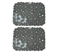 EXTRWORY Kitchen Sink Mat Pebble Design PVC Dish Drying Pad Cushioned Protective Mat Protective Sink Pads Non-Slip Draining Mat Set of 2 Black Grey Transparent 30x40cm(grey)
