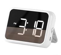 EXTRWORY LED Digital Alarm Clock With Snooze, 3-Level Brightness, USB Rechargeable 600MAh Battery, Magnetic Desk Bedside Clock For Bedroom Office Home Decor(White)
