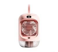 EXTRWORY Portable Air Conditioner Desktop Spray Fan 3 Wind Speeds Auto Shaking Night Light 280ml 3600mAh For Home Office Car Travel Camping(Pink)