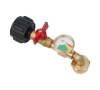 EXTRWORY Propane Refill Adapter With Gauge And On-Off Valve, Brass 1Lb To 20Lb Tank Filler For QCC1 Cylinders, Safe Gas Transfer Tool For Camping BBQ Picnic Heating