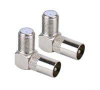 EXTRWORY Right Angle F Female To Rf Male Adapter 90 Degree Coaxial Connector For Satellite Tv Set Top Box And Antenna Cable Zinc Alloy Low Loss Threaded Fit Black 2 Pack(2pcs)