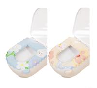 EXTRWORY Soft EVA Toilet Seat Cover Waterproof Non Slip Cute Bunny Pattern Com,fortable Cushion,for Home Children Yellow Blue Green 37x40cm(E)