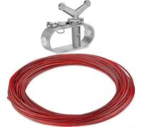 EXTRWORY Swimming Pool Cover Cable and Winch Kit, with 30m 40m 45m Cable, Stainless Steel Cable Tightener for Winter Safety Pools Covers, Red(A)
