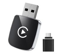 EXTRWORY Wired To Wireless for CARPLAY Adapter Intelligent Box,for Android Auto With Type C Input Metal And Glass Black,for Road Trips