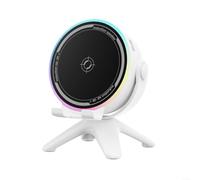 EXTRWORY Wireless Induction Speaker with RGB Light and 180 Degree Rotation Phone Holder HD Surround Sound for TWS Pairing 1200mAh Battery,for Party Travel White(White)